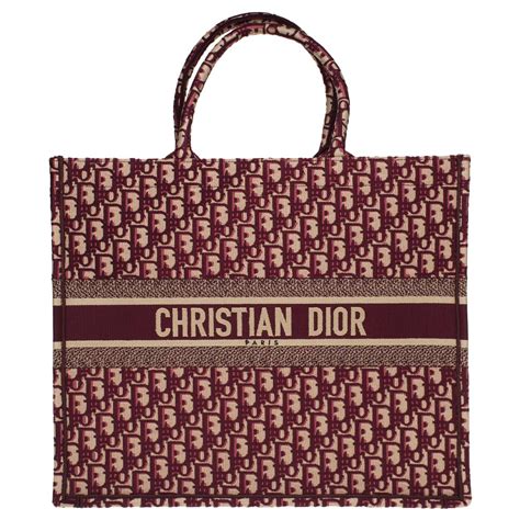 christian dior book tote burgundy